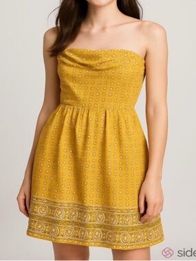 Anthropologie Girls From Savoy Bright Bandana Strapless Dress Yellow Size 2